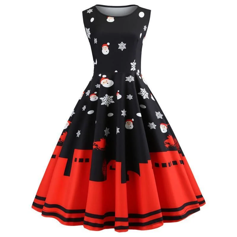 Christmas Costume Dress Women Vintage Sleeveless Dress Everyday wear unclassified dresses