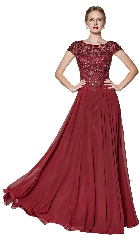 Cinderella Divine - CD0126SC Beaded Bateau A-Line Gown Best-selling unclassified dresses