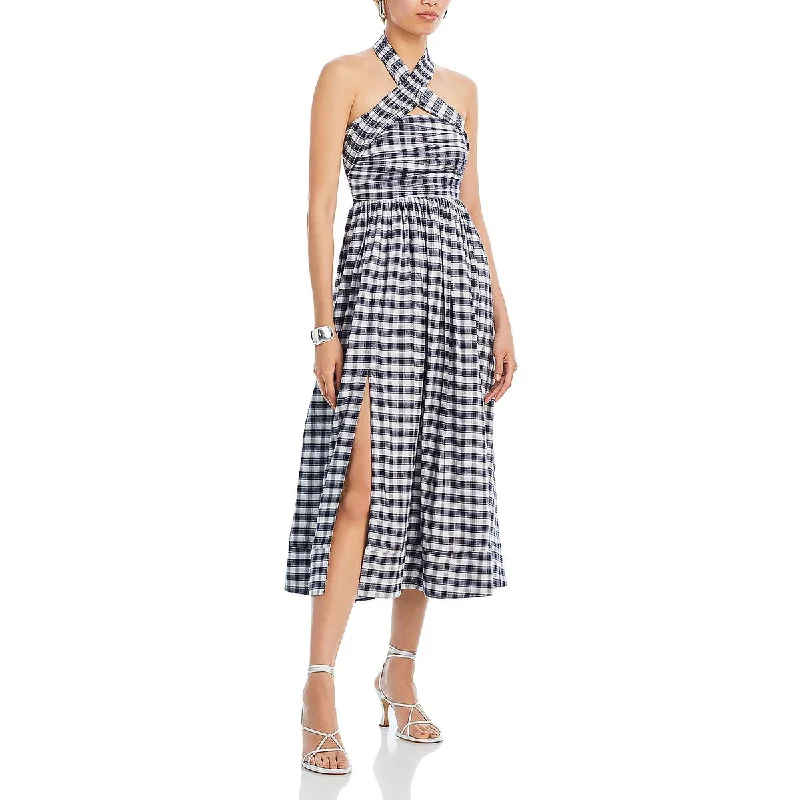 Cinq a Sept Womens Taylen Plaid Cut-Out Halter Dress Unique unclassified dresses