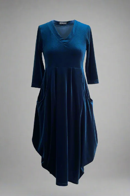 Bittermoon - Velvet Carly Dress - Teal 3/4 Sleeve Satin unclassified dresses