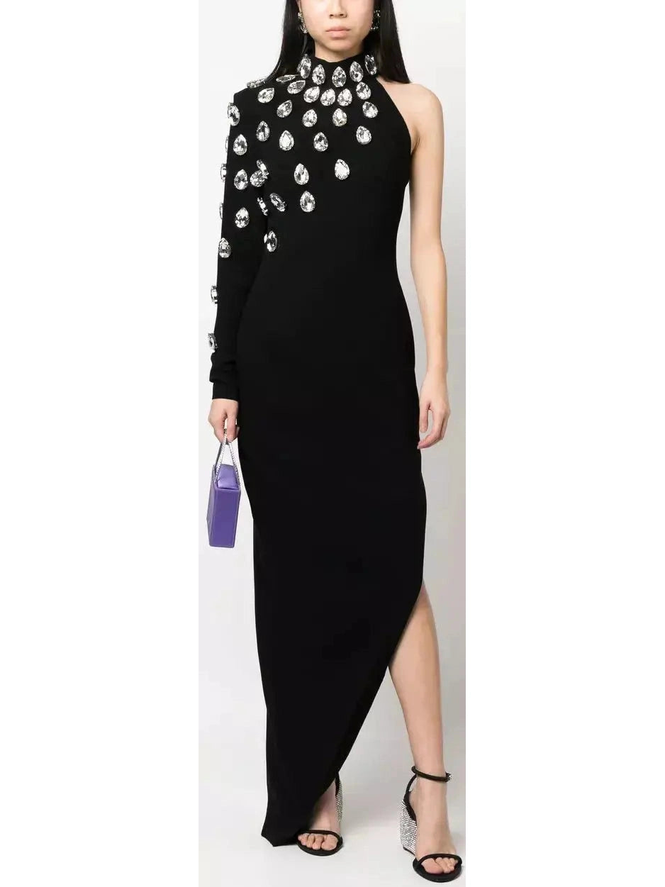 Crystal-Embellished One-Shoulder Dress Cotton unclassified dresses