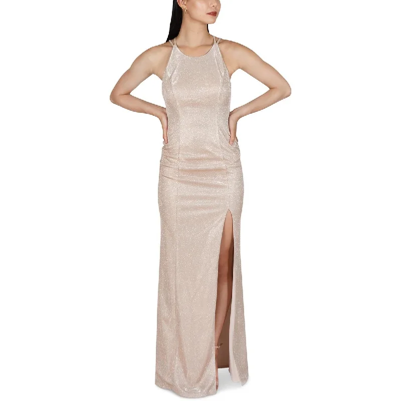 Dear Moon Womens Juniors Metallic Strappy Back Evening Dress Breathable unclassified dresses