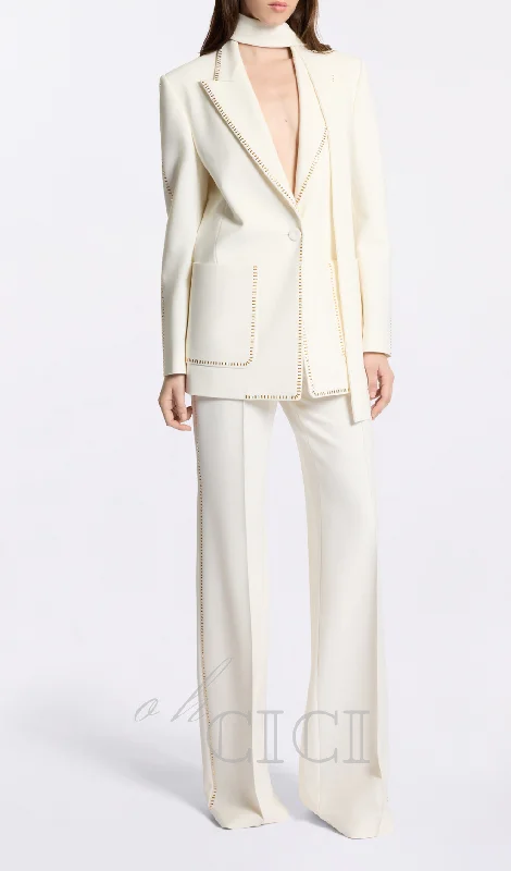 DEBORAH OFF-WHITE SCARF-DETAILED WOOL CREPE BLAZER Best-selling unclassified dresses