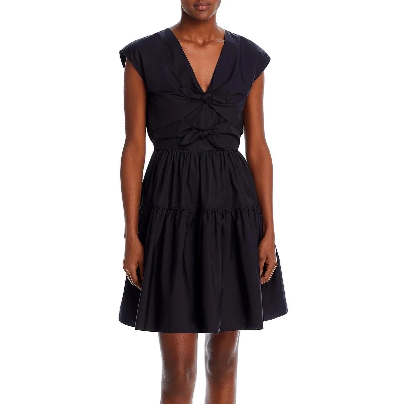 Derek Lam 10 Crosby Womens Bow Cotton Fit & Flare Dress Petite unclassified dresses