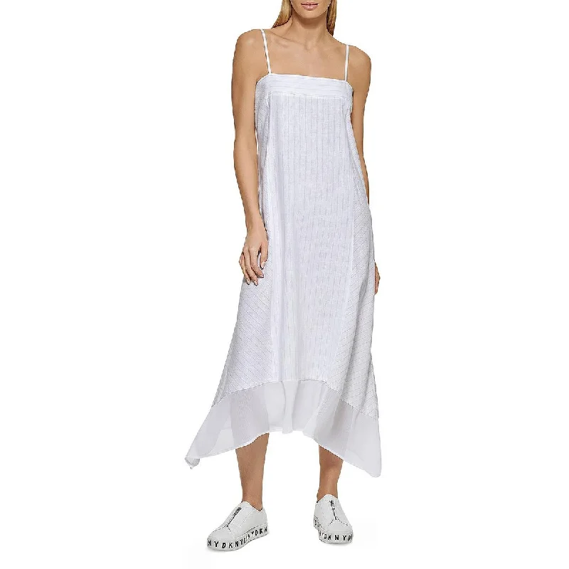 DKNY Womens Stripe Tea-Length Slip Dress Holiday unclassified dresses