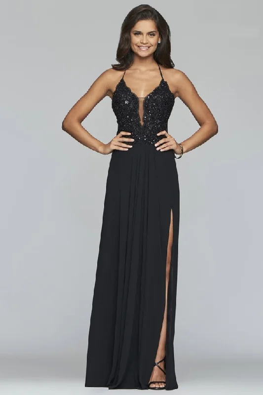 Faviana - S10228SC Beaded Halter A-Line Evening Dress Short unclassified dresses