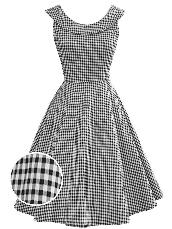 Gray 1950s Plaid Swing Dress Cotton unclassified dresses