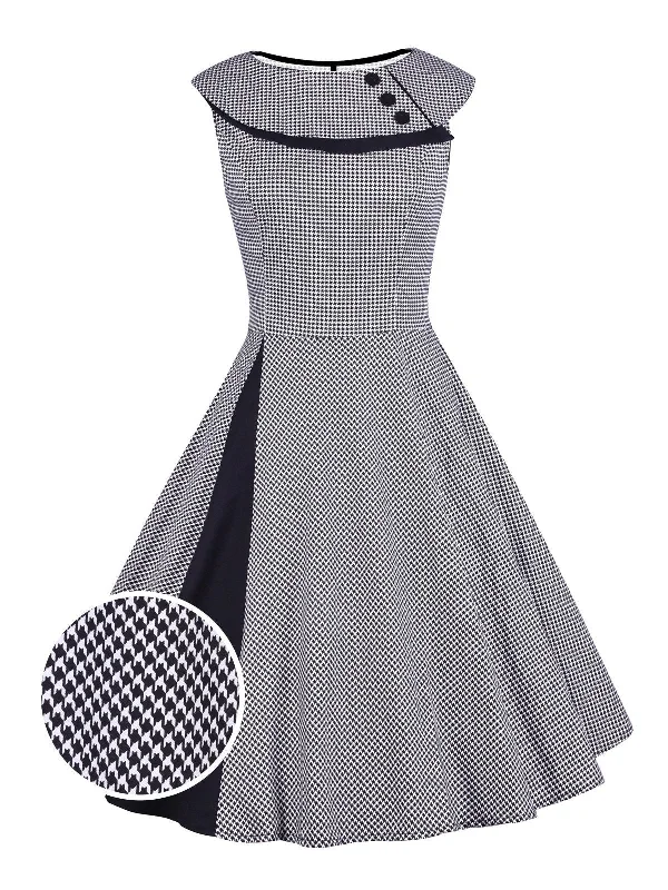 Grey 1950s Plaid Patchwork Swing Dress Vintage unclassified dresses