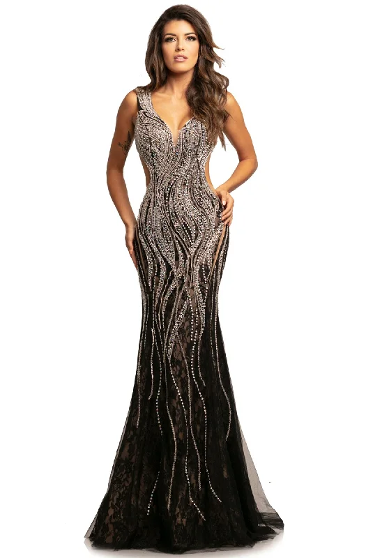 Johnathan Kayne - Embellished Cutout Trumpet Gown 2041SC Soft fabric unclassified dresses