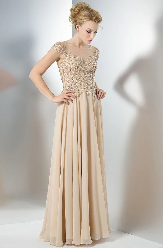 Marsoni by Colors - M108SC Illusion Bateau Bead-Crusted Chiffon Dress Winter unclassified dresses