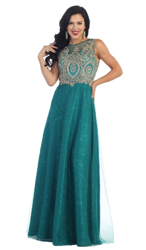 May Queen - MQ1293 Beaded Bateau Evening Dress Preppy unclassified dresses