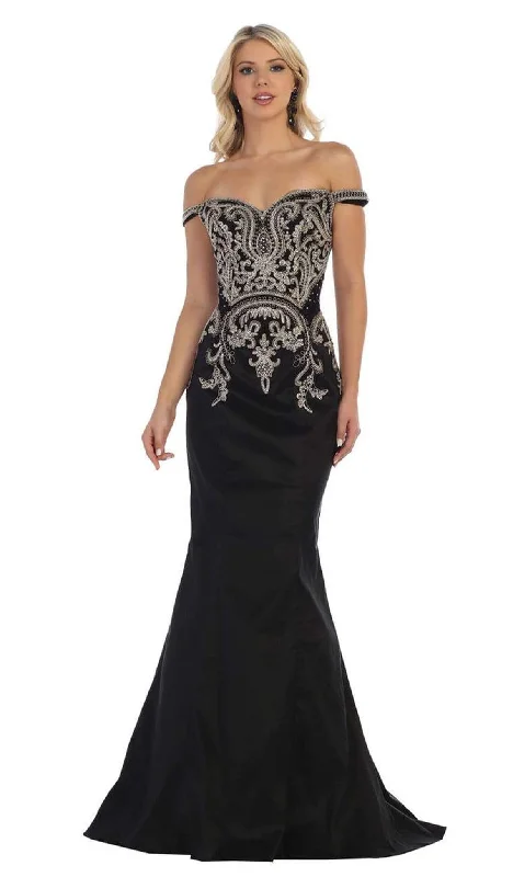 May Queen - MQ1609 Off Shoulder Evening Gown Open-back unclassified dresses