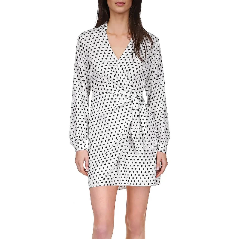 MICHAEL Michael Kors Womens Polka Dot  Wrap Dress Denim unclassified dresses