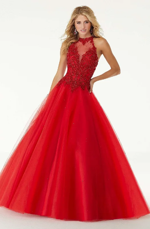 Mori Lee - Halter Illusion Embellished A-Line Dress 45091SC Graduation unclassified dresses