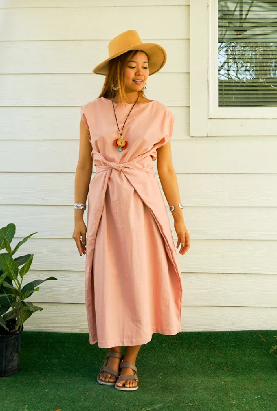 Peach Organic Cotton Wrap Dress Engagement unclassified dresses