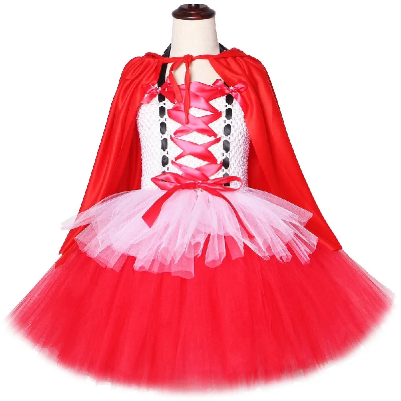 Red Riding Hood Kids Dresses for Girls Children Christmas Cosplay Costume Halloween Carnival Tutu Dress with Cloak 1-12 Years Winter unclassified dresses