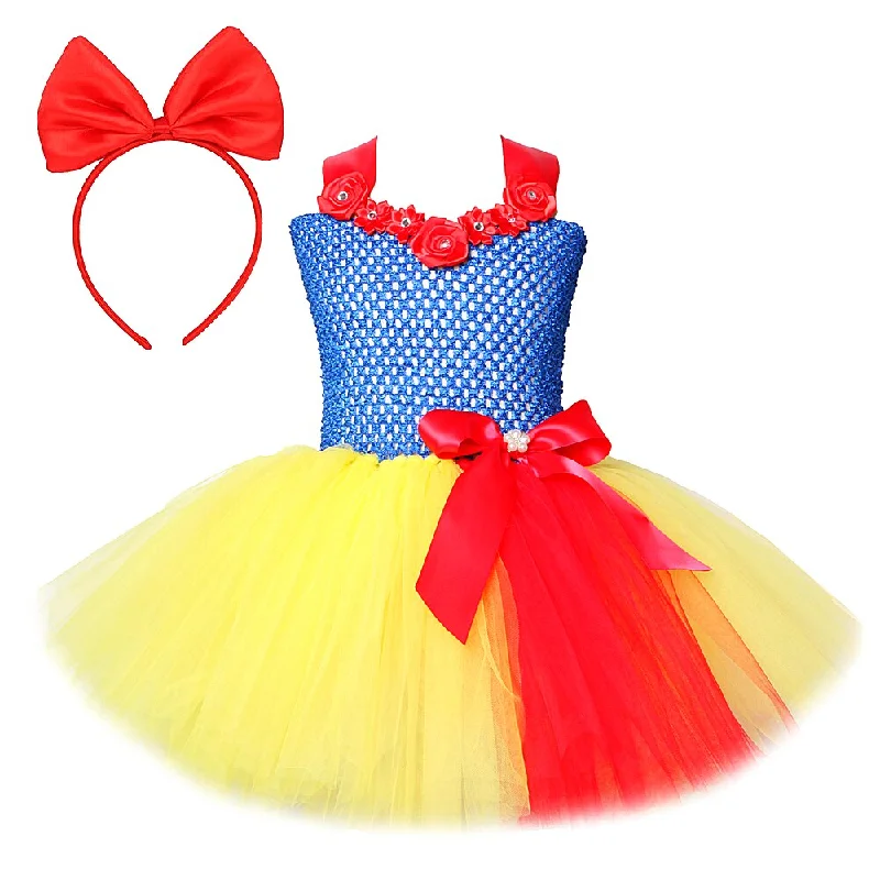 Snow White Princess Dress for Little Girls Cosplay Costumes Kids Tutu Dresses with Bow Headband Baby Girl New Year Outfits 1-12Y Popular unclassified dresses