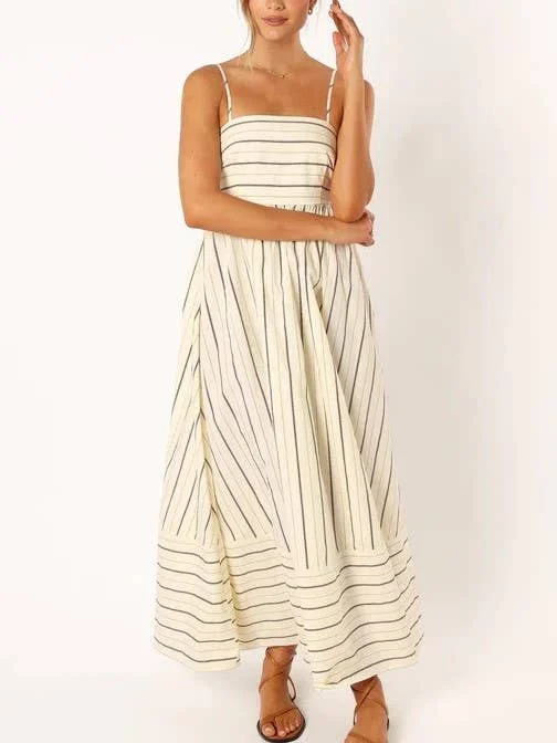 Striped Slip Backless Dress Festival unclassified dresses