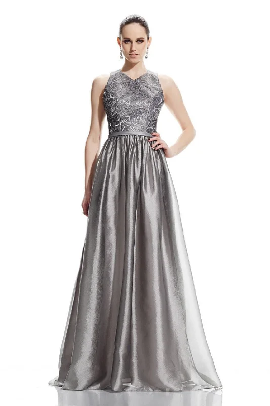 Theia - 882546SC V-Neck Ruched Metallic A-Line Dress Wedding guest unclassified dresses