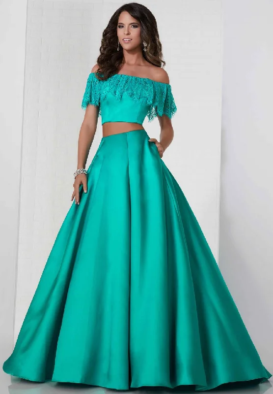 Tiffany Designs - Two-Piece Off Shoulder Mikado A-Line Gown 46134SC Tiered unclassified dresses