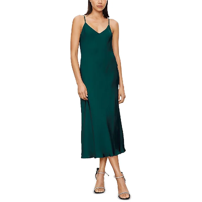 VELVET BY GRAHAM & SPENCER Womens Shimmer Mid Calf Slip Dress Bright color unclassified dresses