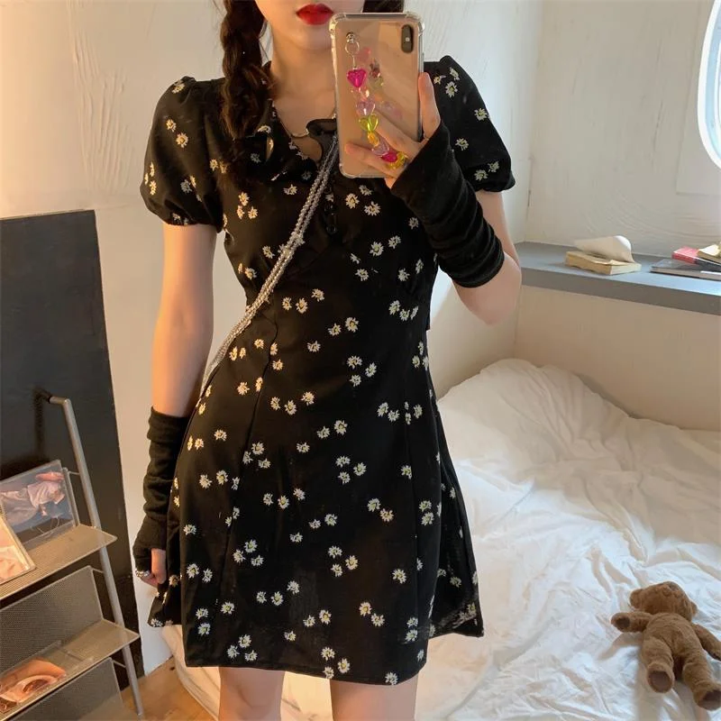 Women's Dresses Japanese Harajuku Vintage Ladies Ulzzang Daisy Dress Female Korean Kawaii Cute Clothing For Women Lounge unclassified dresses