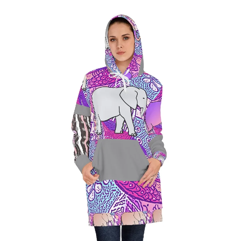 Women's Hoodie Dress (AOP) ELEPHANTS ON PINK Chic unclassified dresses