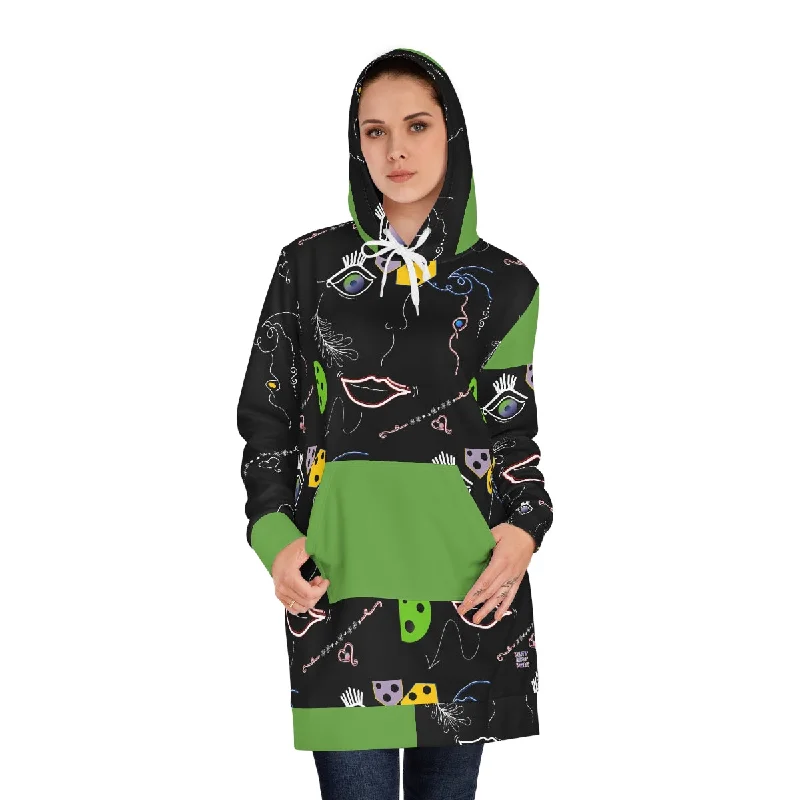 Women's Hoodie Dress (AOP) FACE DOODLES IN APPLE Gothic unclassified dresses