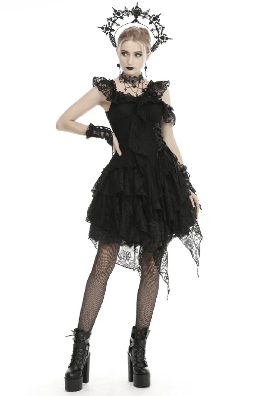 Elegant Black Lace Dress With Ribbon Accents And Sheer Overlay Lace Dress Trend