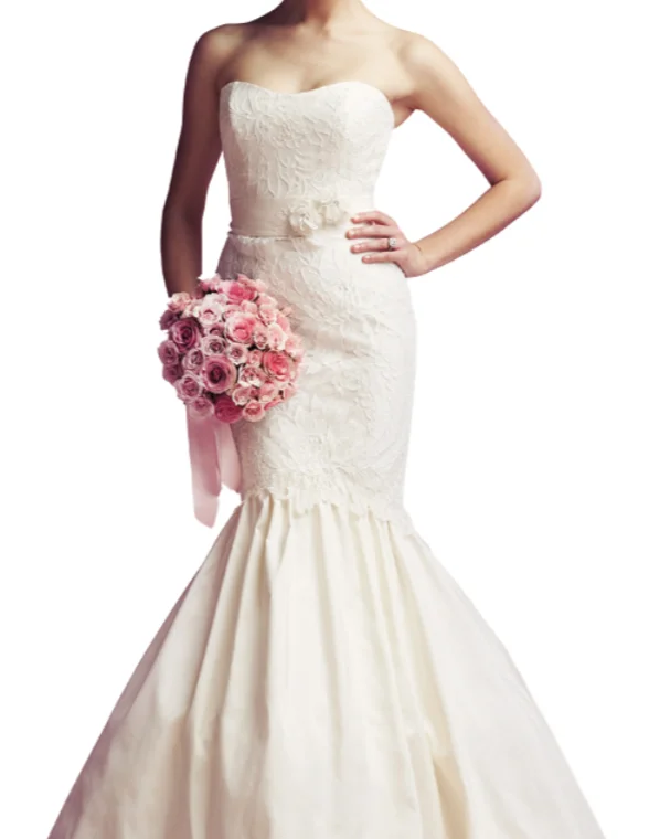 Paloma Blanca Strapless Lace and Satin Mermaid 4266 Lace Gown Style