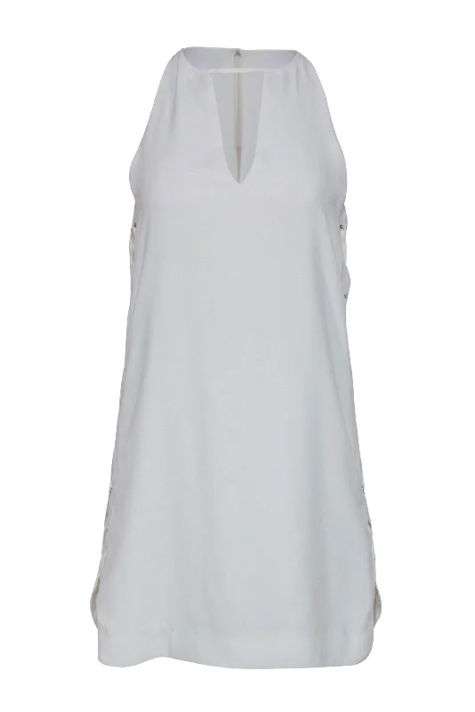 Parker - White Lace-Up Side Shift Dress Sz XS Full Lace Dress