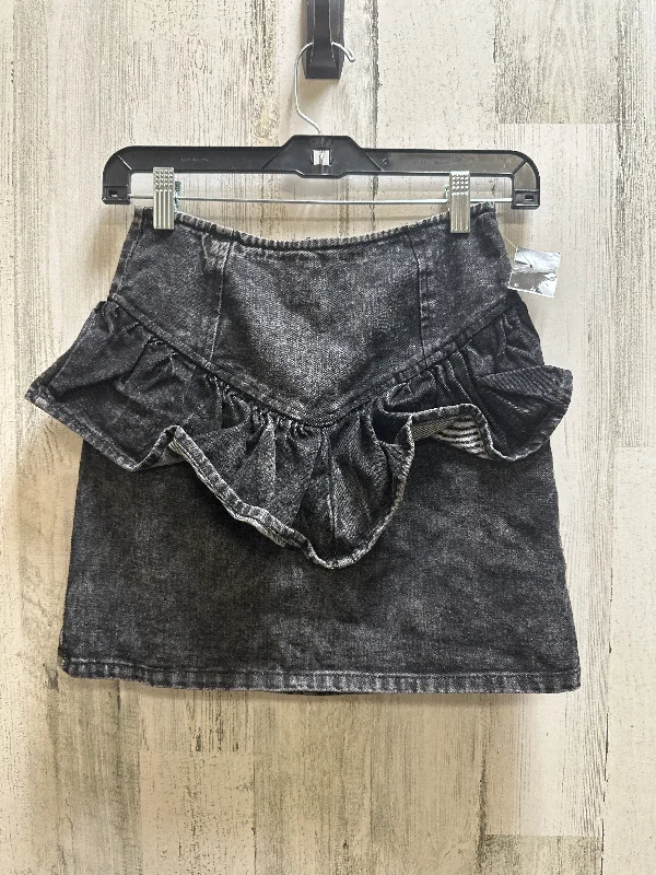 Black Skirt Mini & Short Aqua, Size 0 Ripped Denim Skirt