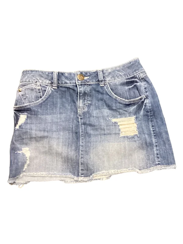 Blue Denim Skirt Mini & Short Elle, Size 6 A-line Denim Skirt