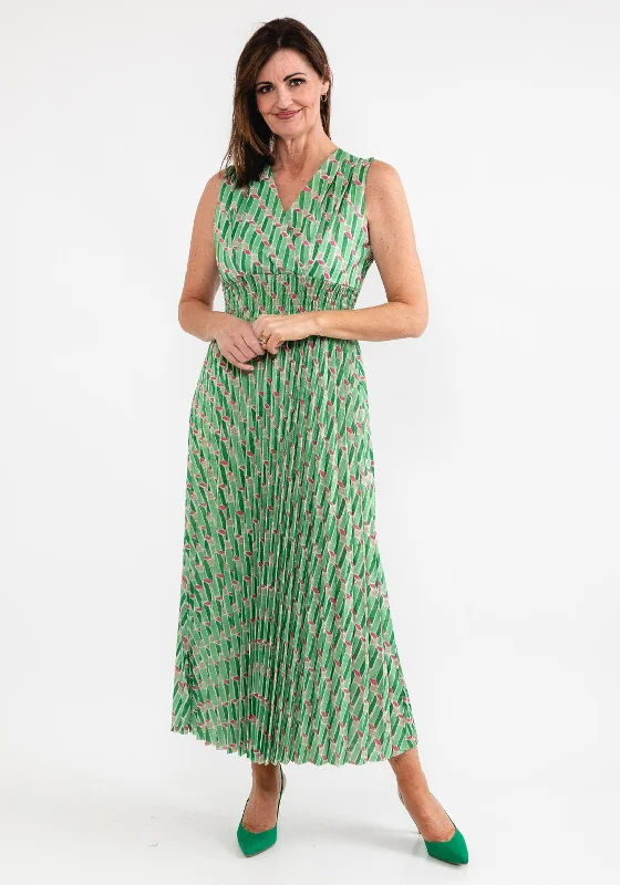 d.e.c.k. by Decollage One Size Glitter Maxi Dress, Green Lace Detail Maxi