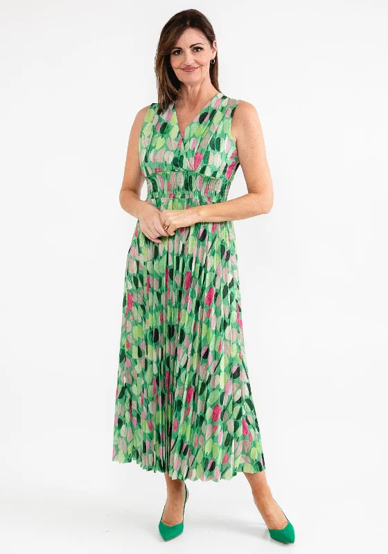 d.e.c.k. by Decollage One Size Glitter Maxi Dress, Green Multi Button-down Maxi Skirt