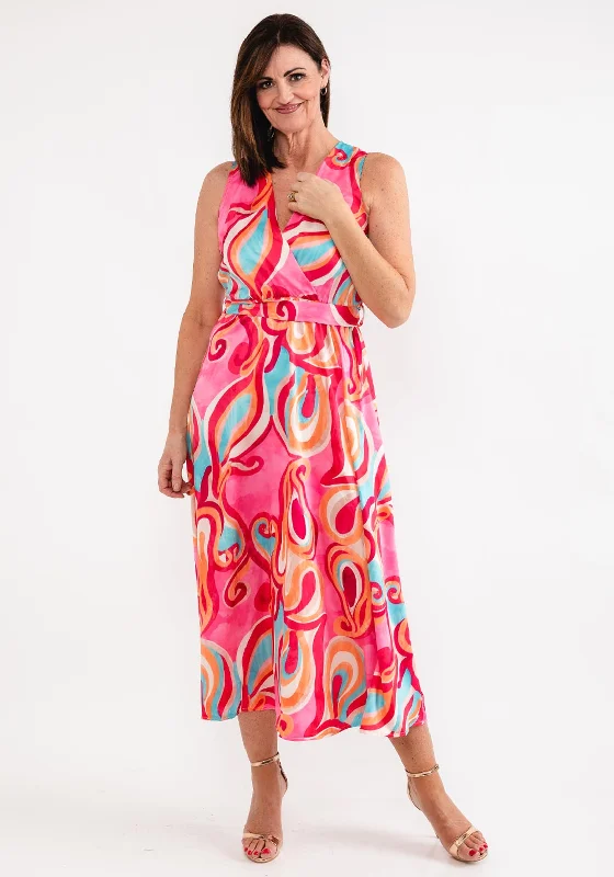 d.e.c.k. by Decollage One Size Swirl Maxi Dress, Pink Layered Maxi Skirt