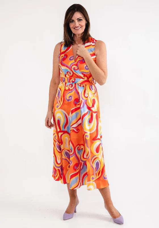 d.e.c.k. by Decollage One Size Swirl Maxi Dress, Orange Embellished Maxi Skirt