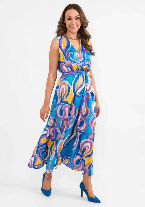 d.e.c.k. by Decollage One Size Swirl Maxi Dress, Blue Bold Maxi Skirt