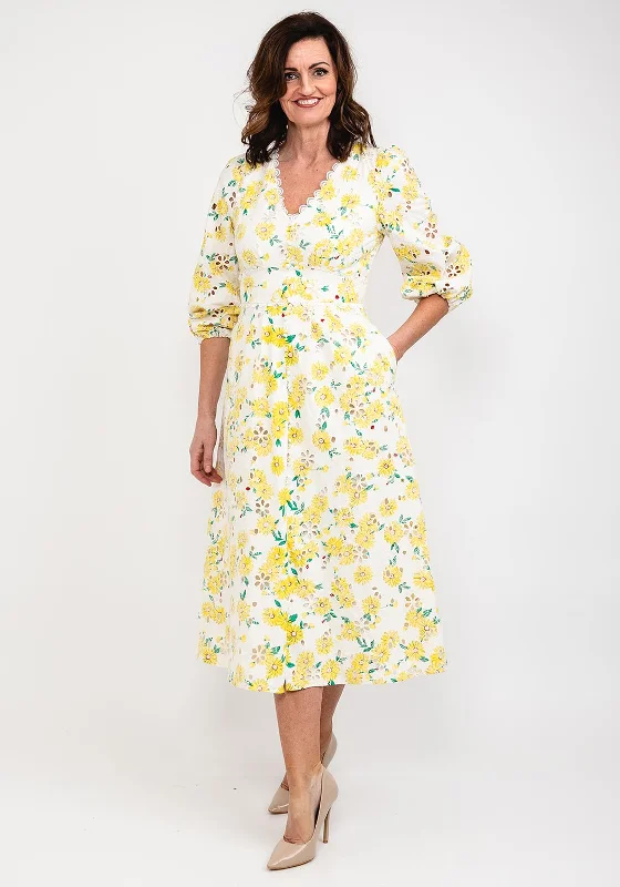 Fee G Floral Broidery Maxi Dress, Yellow Multi Maxi Skirt Trend