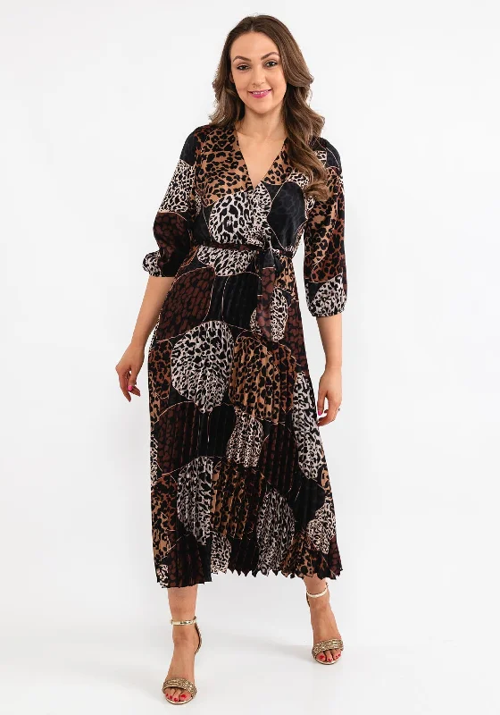 Seventy1 One Size Leopard Print Pleat Maxi Dress, Brown High-Waist Maxi Skirt