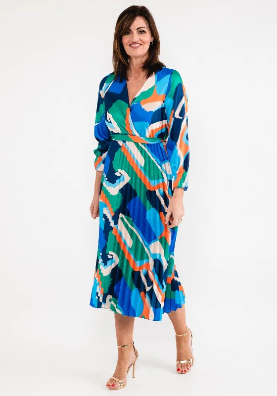 Seventy1 One Size Print Pleat Maxi Dress, Royal Blue Multi Casual Maxi Outfit