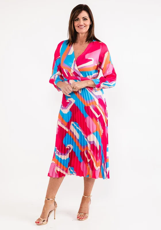 Seventy1 One Size Print Pleat Maxi Dress, Fuchsia Multi Maxi Skirt Style