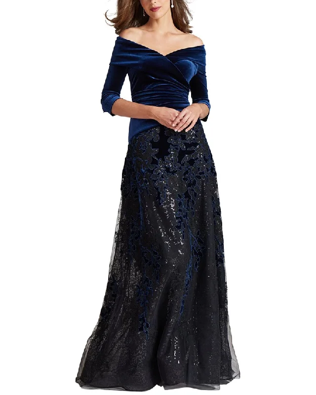 Teri Jon by Rickie Freeman Special Occasion Long Dress Lace Maxi Skirt