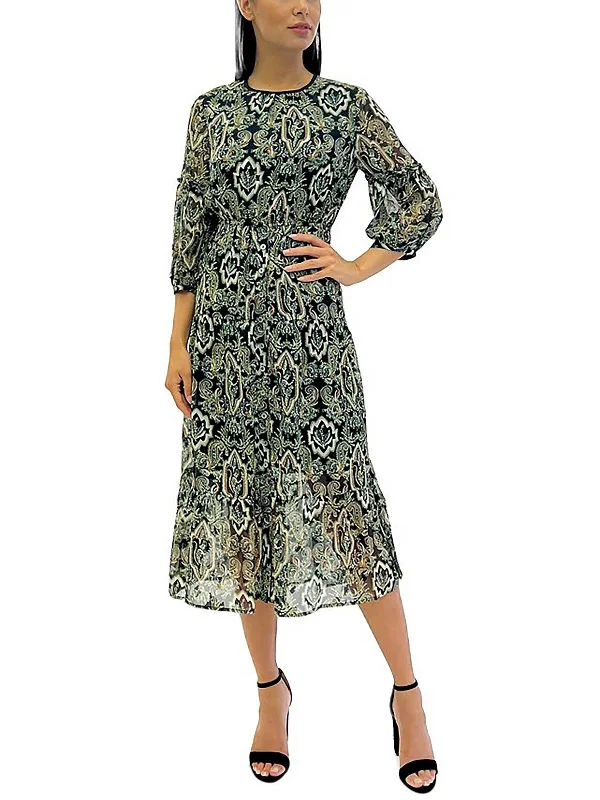 Womens Paisley Long Midi Dress Elegant Midi Skirt