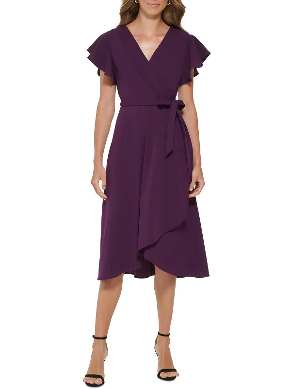 Womens V-Neck Midi Wrap Dress Trendy Midi Look