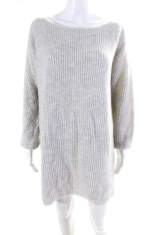 Intermix Women's Wool Long Sleeve Casual Pullover Sweater Dress Gray Lightweight Sweater Dress