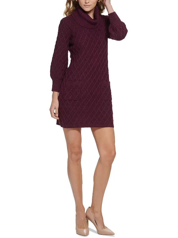 Petites Womens Knit Above Knee Sweaterdress Stylish Sweater Dress