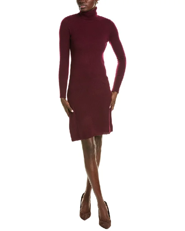 sofiacashmere Classic Turtleneck Cashmere Sweaterdress Slim Fit Sweater Dress