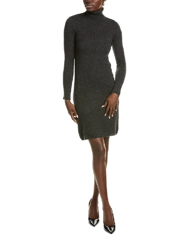 sofiacashmere Classic Turtleneck Cashmere Sweaterdress Lightweight Sweater Dress