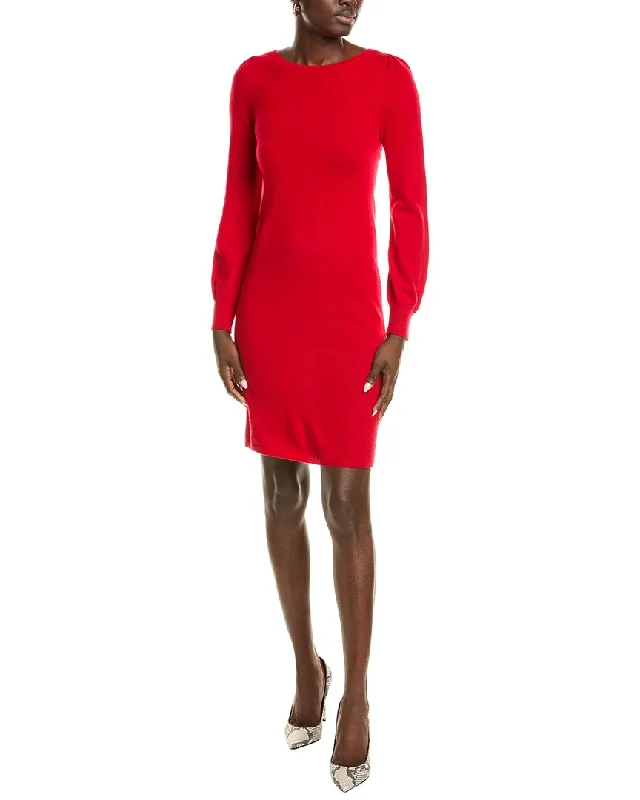 sofiacashmere Jersey Femme Sleeve Boat Neck Cashmere Sweaterdress Knit Sweater Dress